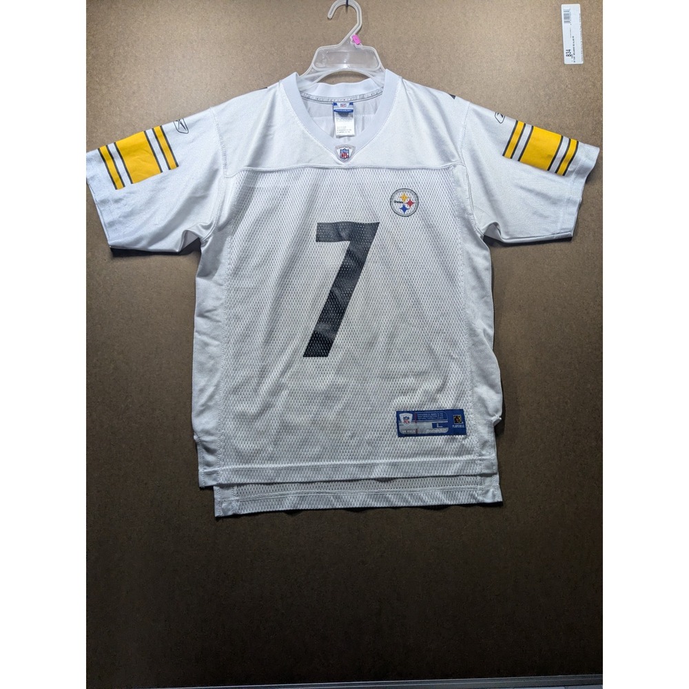 Kids Reebok NFL Pittsburgh Steelers Roethlisberger 7 Jersey White Large 14-16
